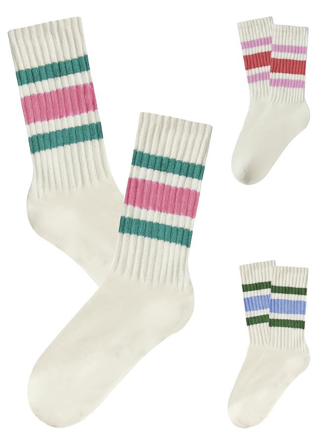 PLZSITDOWN Women Striped Retro Novelty Socks Slouch Socks Athletic Calf Tube Cotton Socks 3P-1 - Image 1